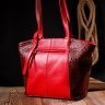 Просторная женская кожаная сумка красного цвета с ручками KARYA (2420875) - 10