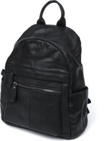 Кожаный женский рюкзак в черном цвете среднего размера Vintage (20374)