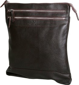 Вертикальна чоловіча сумка з коричневої шкіри з плечовим ременем Vip Collection (21092)