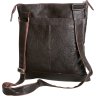 Вертикальная мужская сумка из коричневой кожи с плечевым ремнем Vip Collection (21092) - 4