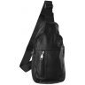 Мужская кожаная повседневная сумка-рюкзак черного цвета Keizer (19341) - 1