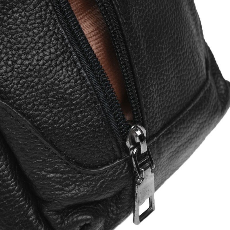 Мужская кожаная повседневная сумка-рюкзак черного цвета Keizer (19341)