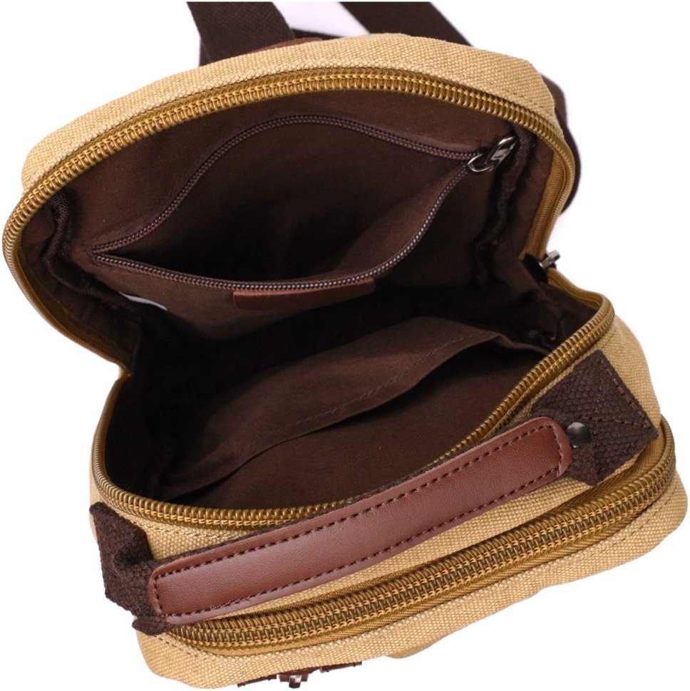 Текстильная мужская сумка через плечо песочного цвета Vintage 2422194