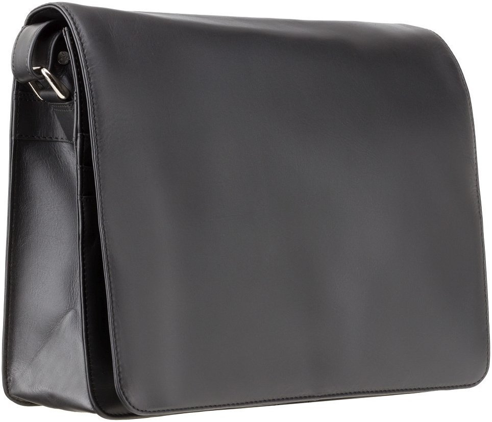 Повседневная мужская сумка-мессенджер из высококачественной кожи черного цвета Visconti Tess 68889