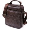 Недорогая мужская сумка из натуральной кожи темно-коричневого цвета с ручкой Vintage (20473) - 1