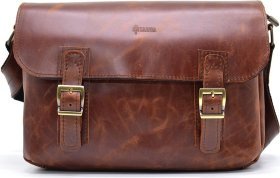 Коричневая сумка-мессенджер среднего размера из винтажной кожи с клапаном TARWA (19941)