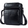 Вертикальная мужская черная сумка из натуральной кожи Vintage (14909) - 1