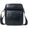 Вертикальная мужская черная сумка из натуральной кожи Vintage (14909) - 2