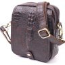 Маленькая коричневая мужская сумка из натуральной кожи с тиснением под крокодила Vintage (2421300) - 1