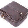 Маленькая коричневая мужская сумка из натуральной кожи с тиснением под крокодила Vintage (2421300) - 3