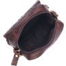 Маленькая коричневая мужская сумка из натуральной кожи с тиснением под крокодила Vintage (2421300) - 4