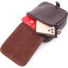 Маленькая коричневая мужская сумка из натуральной кожи с тиснением под крокодила Vintage (2421300) - 6