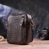 Маленькая коричневая мужская сумка из натуральной кожи с тиснением под крокодила Vintage (2421300) - 8