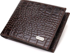 Мужское портмоне коричневого цвета из натуральной кожи с тиснением под крокодила CANPELLINI (2421926)