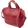 Красная женская сумка на молнии из кожи флотар Vintage (20405) - 2