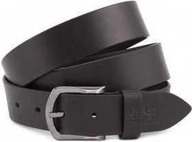 Универсальный кожаный ремень-батал черного цвета Grande Pelle (40341)