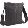 Черная кожаная сумка на плечо с белой строчкой Leather Collection (11118) - 1