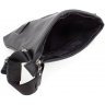 Черная кожаная сумка на плечо с белой строчкой Leather Collection (11118) - 6