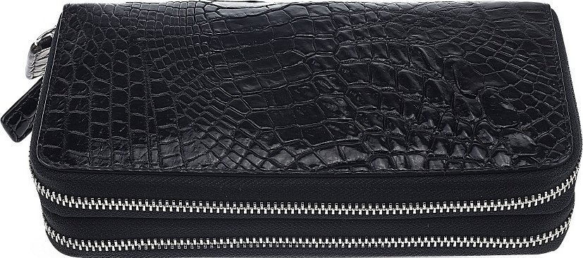 Крупный кошелек-клатч из кожи крокодила черного цвета CROCODILE LEATHER (024-18023)