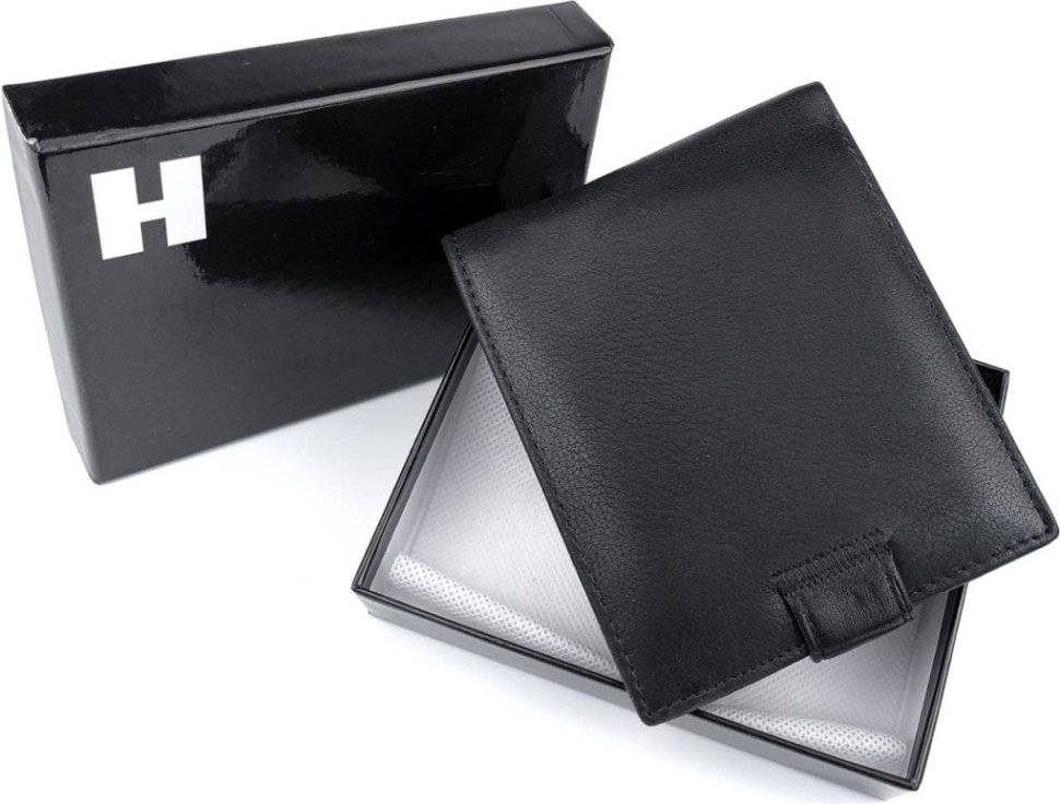 Практичное мужское портмоне из натуральной кожи с блоком под карточки H-Leather Accessories (21546)