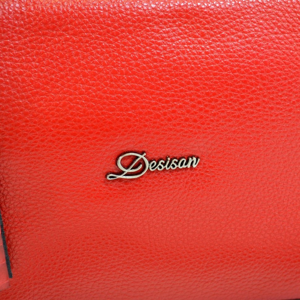 Красивая женская сумка красного цвета из кожи Desisan (575-4)