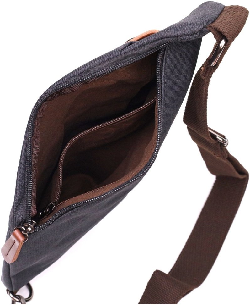 Текстильная мужская сумка-слинг черного цвета Vintage 2422196