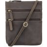 Наплечная сумка из натуральной винтажной кожи темно-коричневого цвета Visconti Slim Bag 68890 - 1