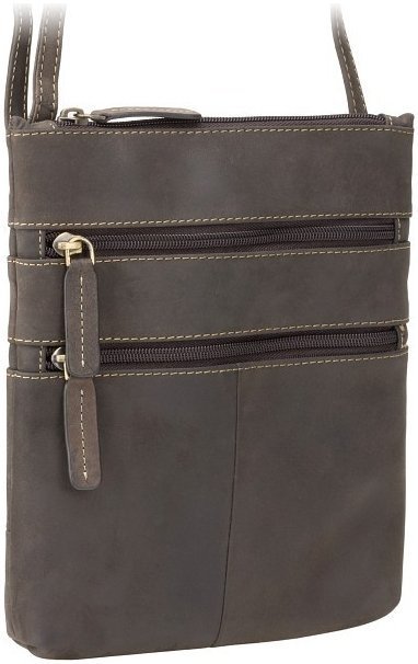 Наплечная сумка из натуральной винтажной кожи темно-коричневого цвета Visconti Slim Bag 68890