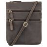 Наплечная сумка из натуральной винтажной кожи темно-коричневого цвета Visconti Slim Bag 68890 - 4