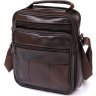 Многофункциональная мужская сумка-барсетка из натуральной кожи темно-коричневого цвета Vintage (20450) - 1