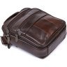Многофункциональная мужская сумка-барсетка из натуральной кожи темно-коричневого цвета Vintage (20450) - 3