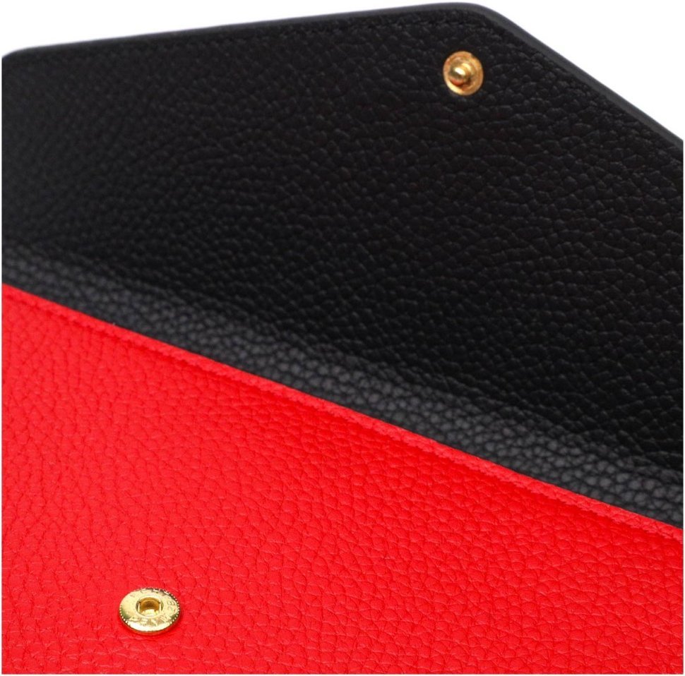 Просторный женский кошелек красно-черного цвета из натуральной кожи Tony Bellucci (2421974)