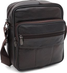 Небольшая мужская кожаная сумка-планшет темно-коричневого через плечо Keizer (55991)