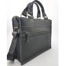 Кожаная деловая сумка черного цвета с ручками и плечевым ремнем VATTO (11733) - 3