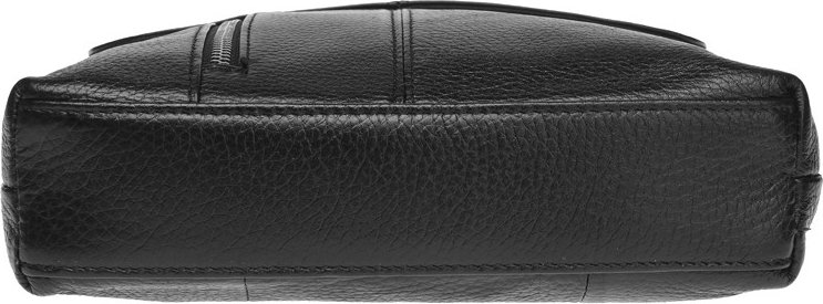 Добротная мужская сумка-планшет на плечо из натуральной кожи черного окраса Borsa Leather (21322)