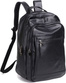 Великий чоловічий шкіряний рюкзак чорного кольору Keizer (57191)