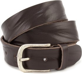 Мужской ремень под брюки или джинсы из жатой кожи итальянского производства Gherardini 40746-GH-brown коричневого цвета