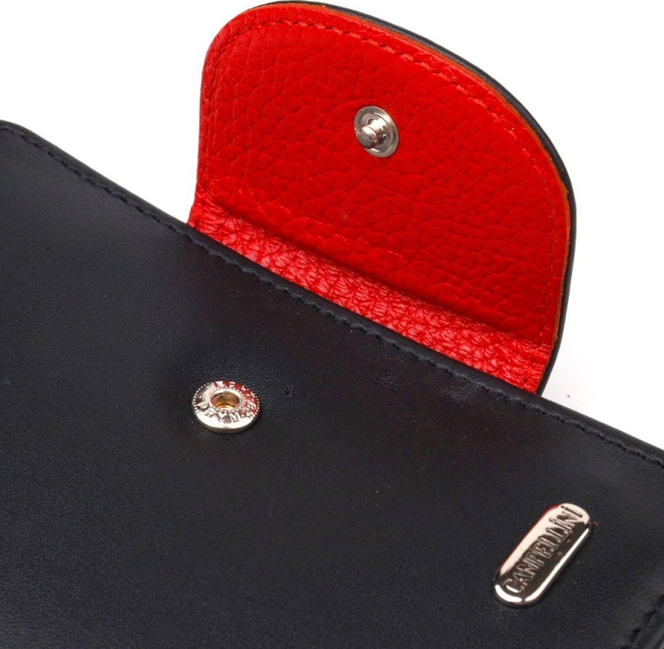Вертикальный женский кошелек черно-красного цвета из гладкой кожи CANPELLINI (2421683)