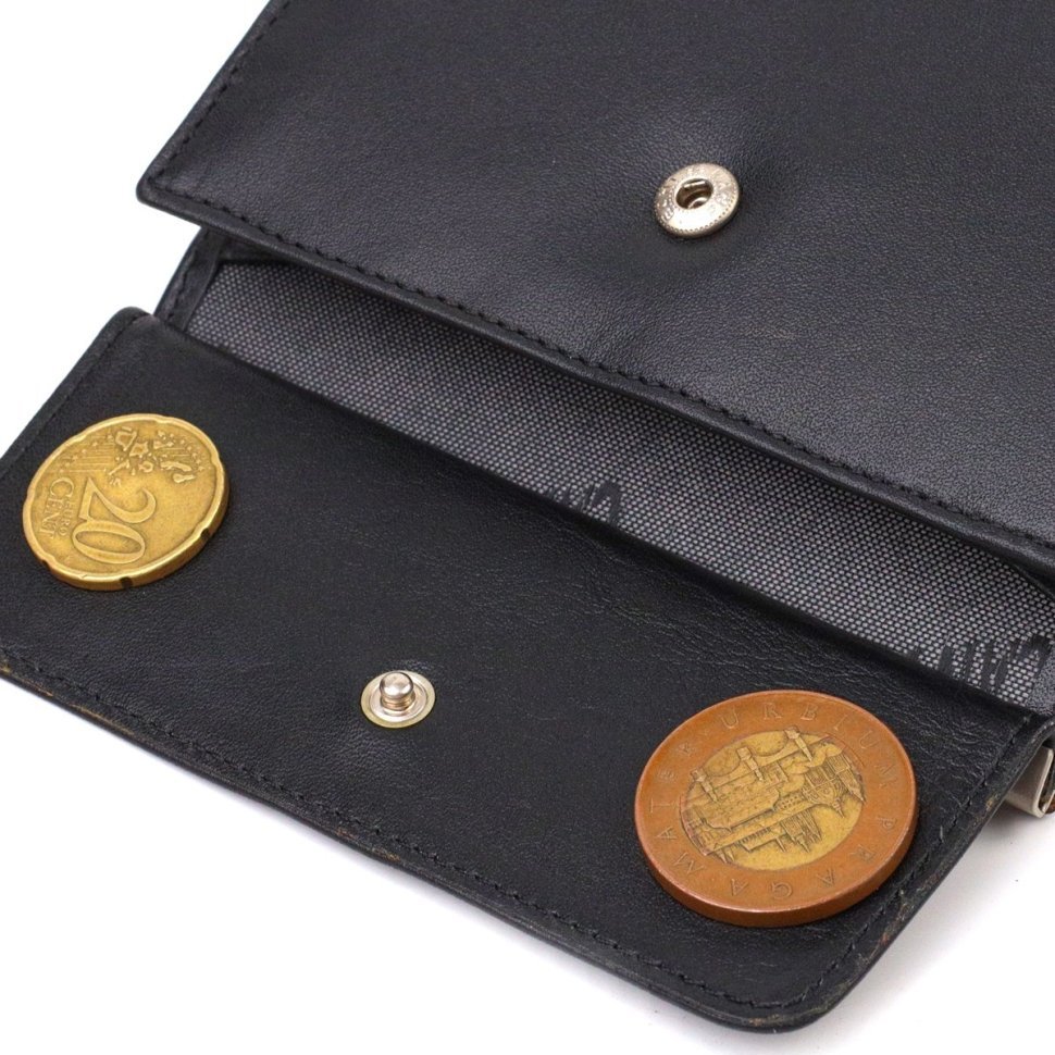 Черный женский кошелек из гладкой кожи с монетницей CANPELLINI (2421928)