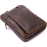 Мужская коричневая сумка с накладным карманом из винтажной кожи SHVIGEL (11280) - 3