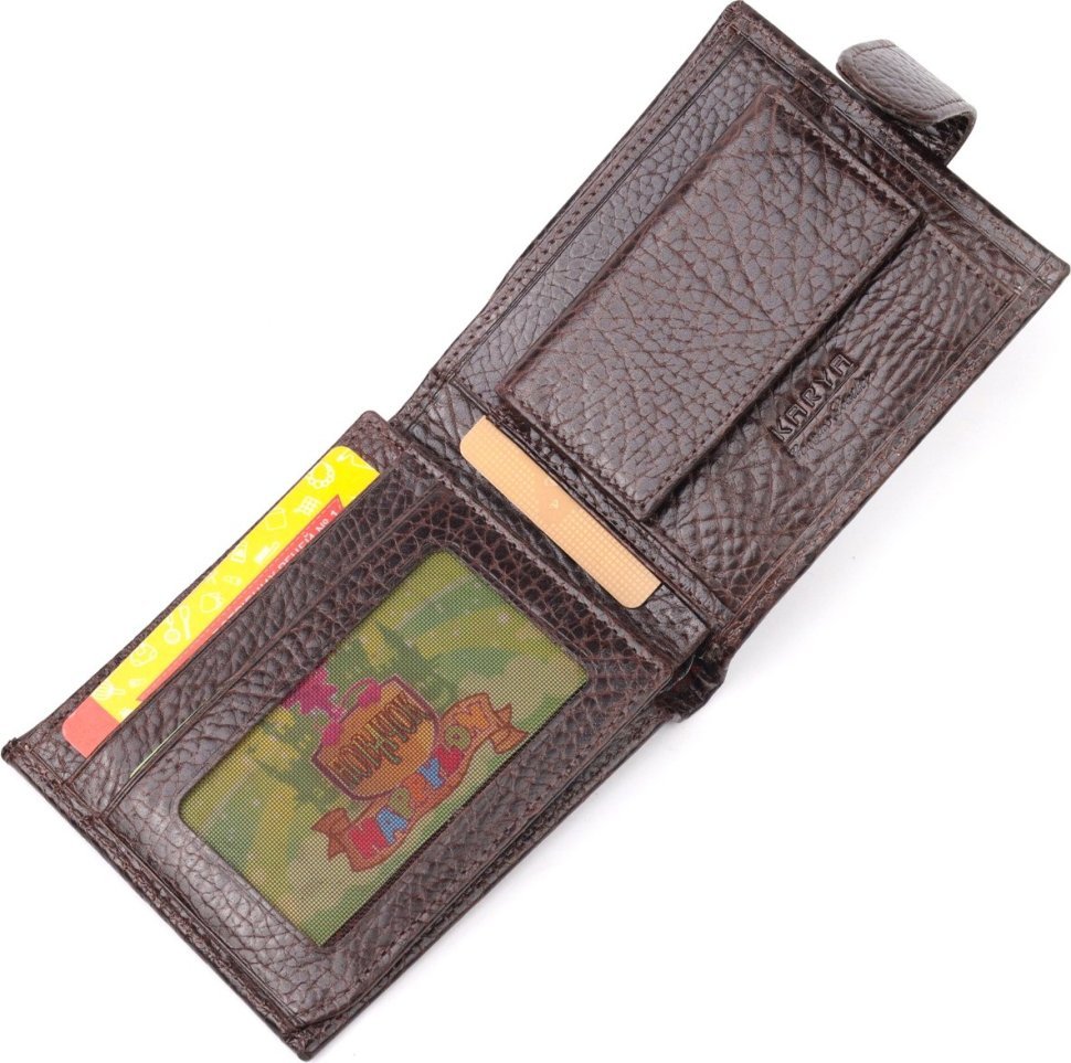 Кожаное мужское портмоне коричневого цвета турецкого производства KARYA (2421078)