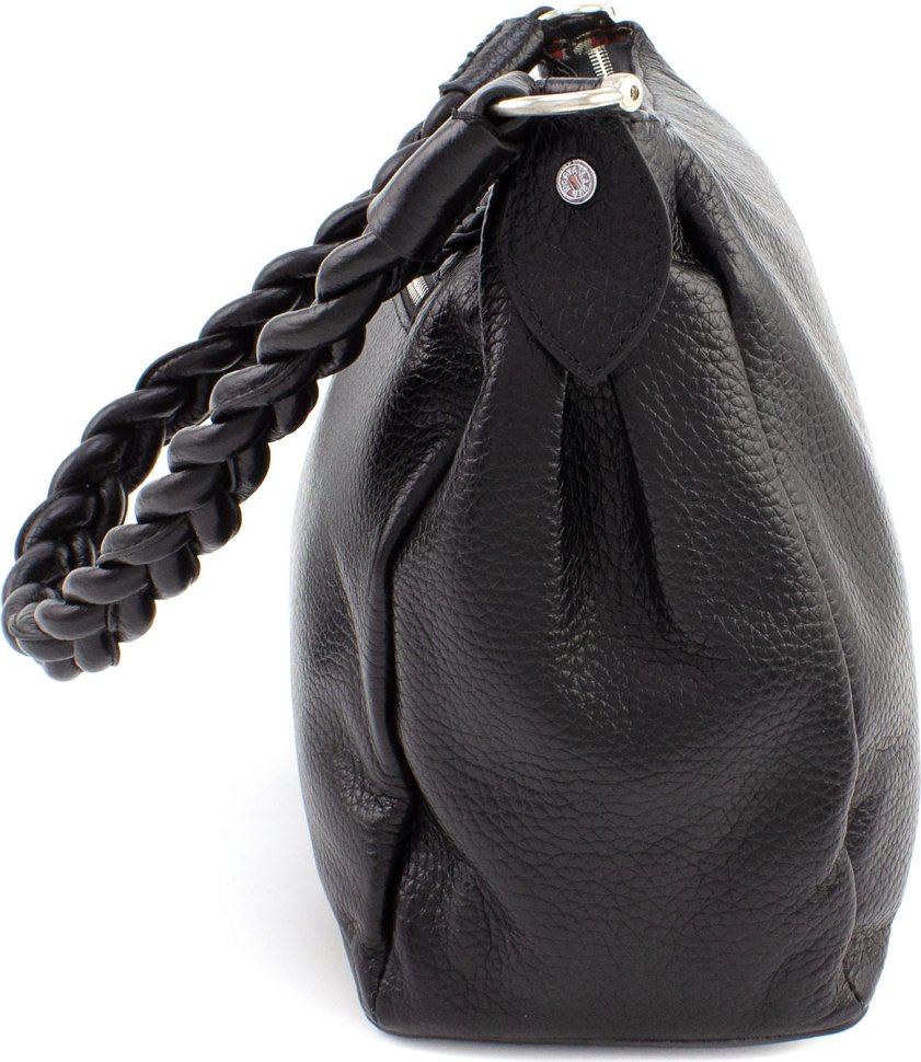 Черная женская сумка-хобо из натуральной кожи турецкого производства KARYA (21026)