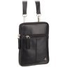 Миниатюрная мужская плечевая сумка из натуральной кожи черного цвета Visconti Remi 69192 - 5