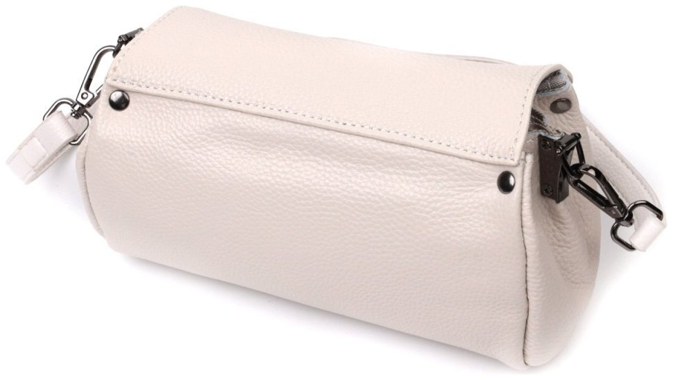 Кожаная женская сумка-кроссбоди белого цвета с клапаном Vintage 2422255