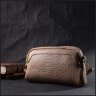 Бежевая женская сумка-кроссбоди из натуральной кожи с тиснением на два отделения Vintage 2422356 - 7
