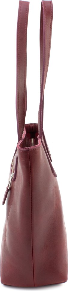 Женская сумка-шоппер из итальянской кожи среднего размера в цвете марсала Grande Pelle (19070)