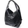 Повседневная женская сумка черного цвета из натуральной кожи с двумя ручками KARYA (2420879) - 2