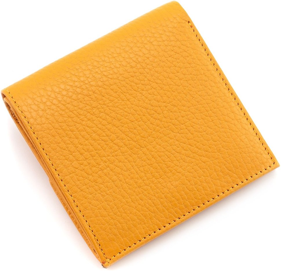 Маленький женский кошелек из натуральной кожи оранжевого цвета с монетницей Karya 67493