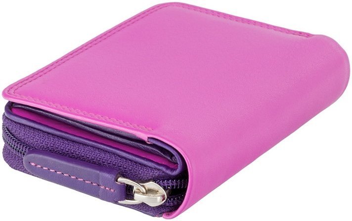 Маленький розово-фиолетовый женский кошелек из высококачественной кожи с RFID - Visconti Hawaii 68793