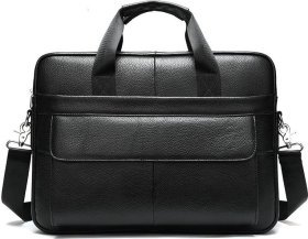 Красивая сумка под ноутбук из натуральной кожи черного цвета VINTAGE STYLE (14628)